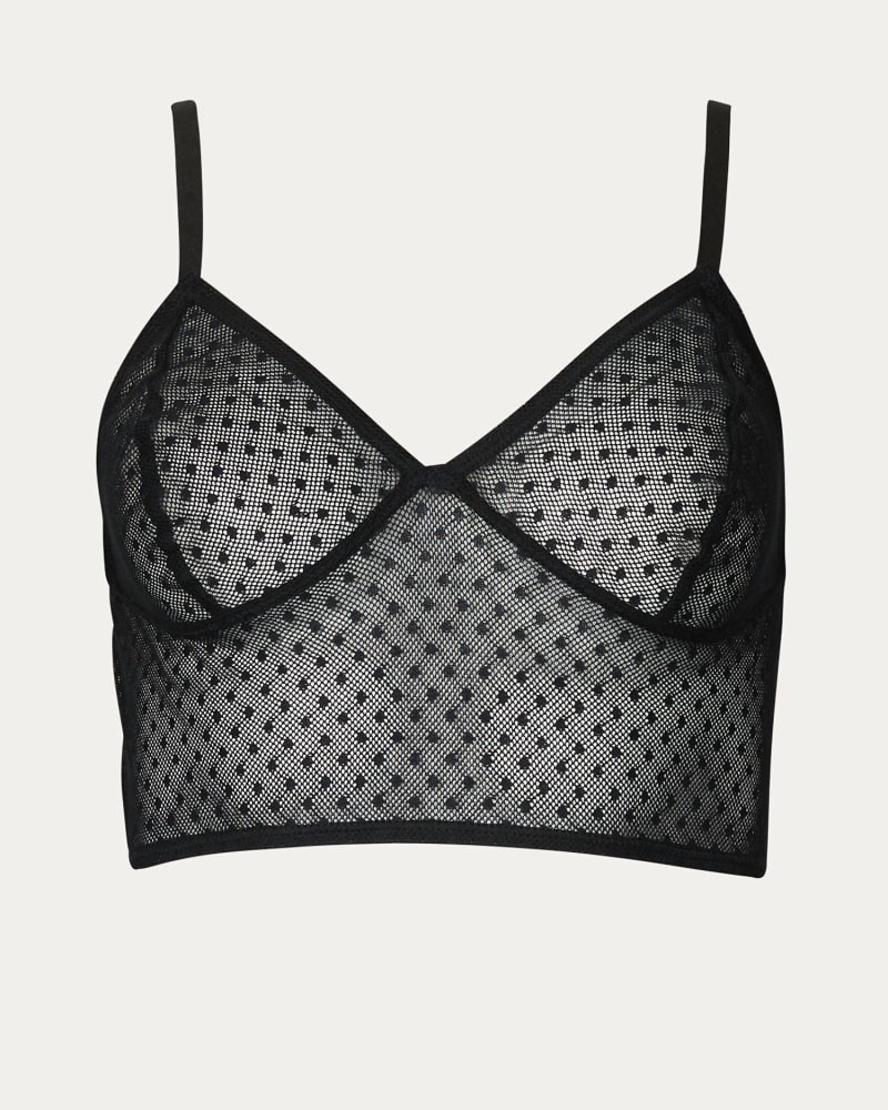 Front of a size L Reishi Longline Lace Triangle Bralette in Black in Black by Aniela Parys. | dia_product_style_image_id:342846